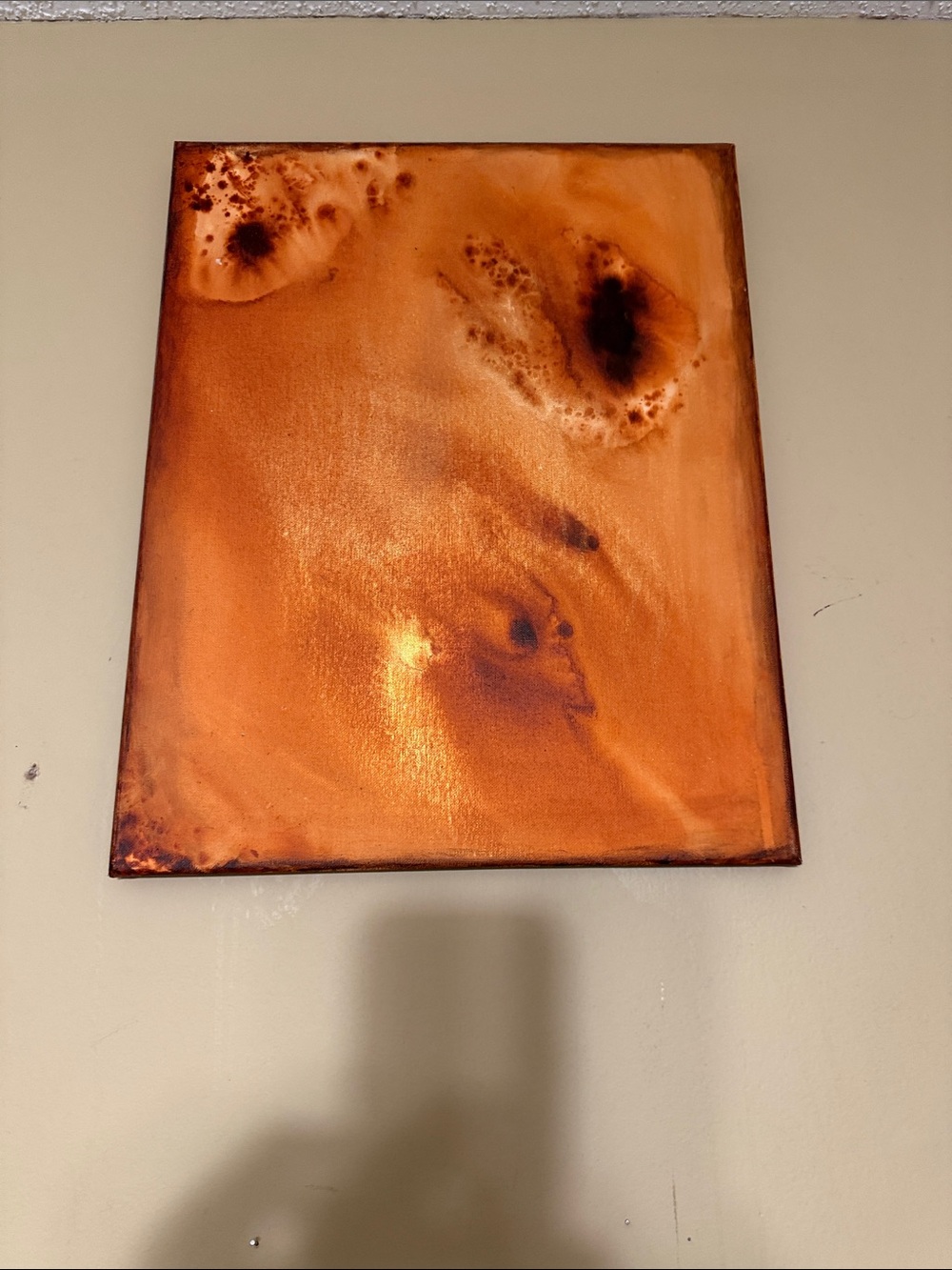 Original alcohol ink painted Abstract Copper-Tone Wall Art Canvas - Brand: